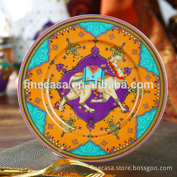 7.5 Inches Luxury Fine Hyper White Porcelain Purple Dinner Plate of Summer of Persia